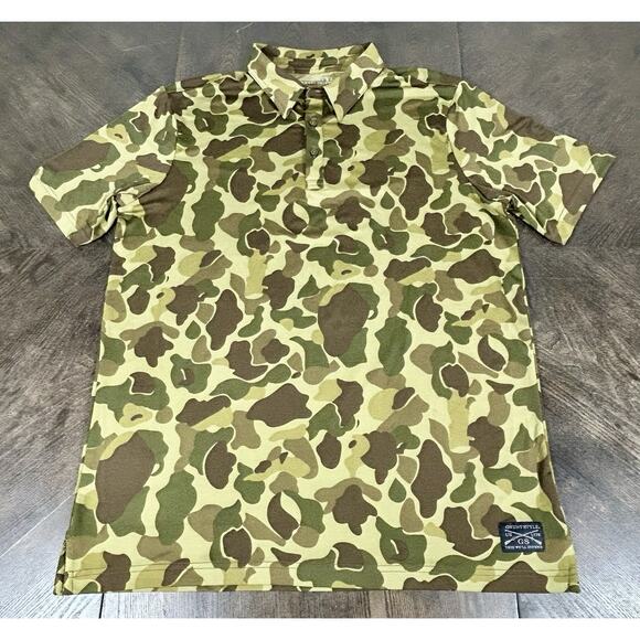 Grunt Style Camo Print Short Sleeve Button Front Polo Shirt Men's L Camouflage - Picture 1 of 8